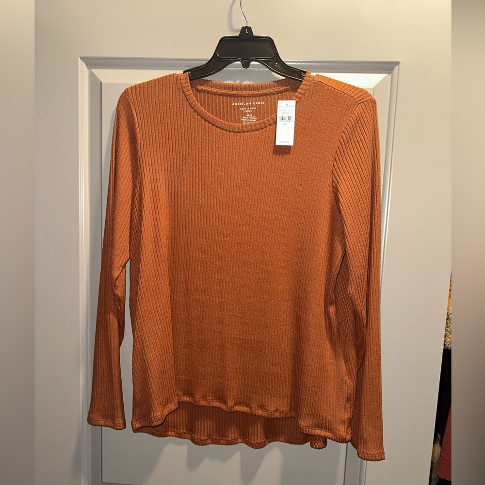 American Eagle Brown Ribbed Top